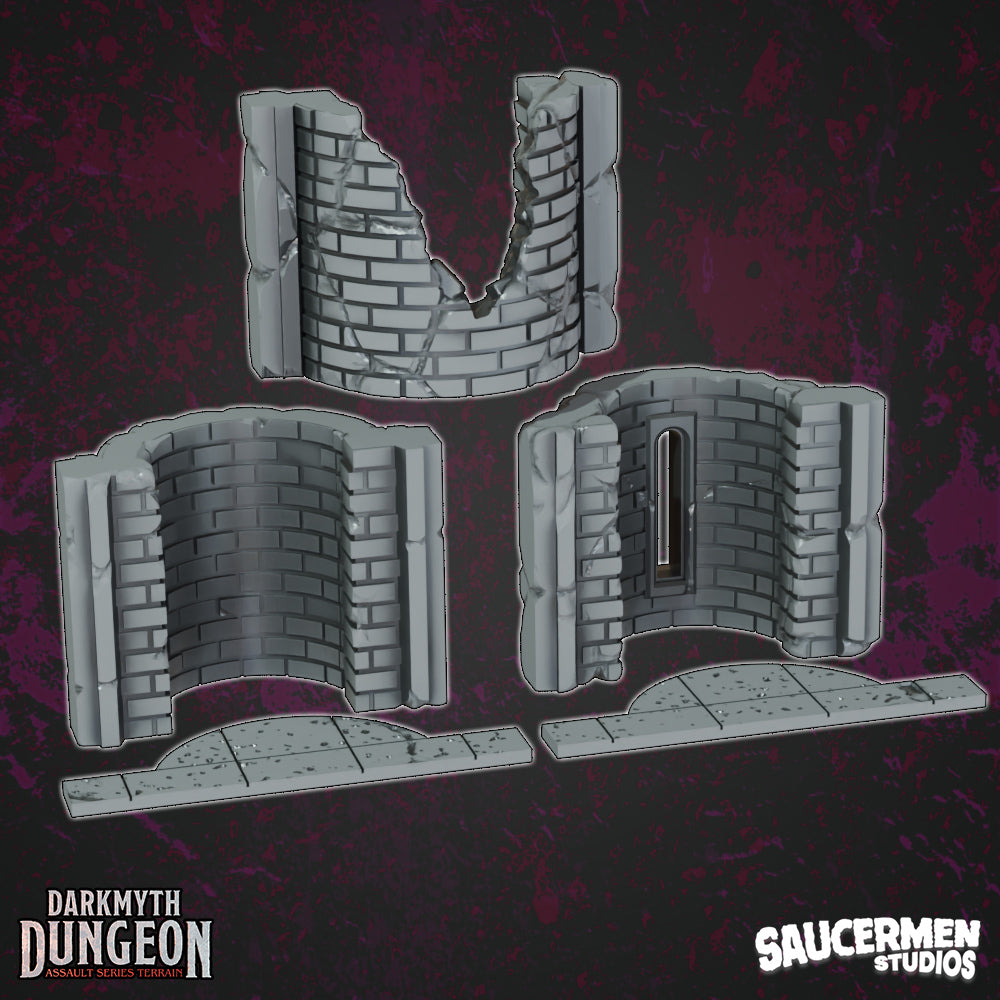 DarkMyth Dungeon - Alcove Walls - Sci-Fi Grimdark Miniatures by Saucermen Studios, Wargame Scale 3D Printed