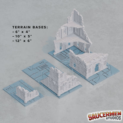 40K Tournament Terrain Bases – Terran City - Sci-Fi Grimdark Miniatures by Saucermen Studios, Wargame Scale 3D Printed