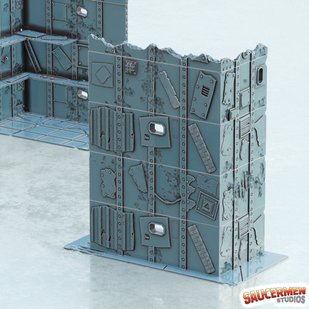 40K Tournament Terrain – Scrap Ork Buildings - Sci-Fi Grimdark Miniatures by Saucermen Studios, Wargame Scale 3D Printed