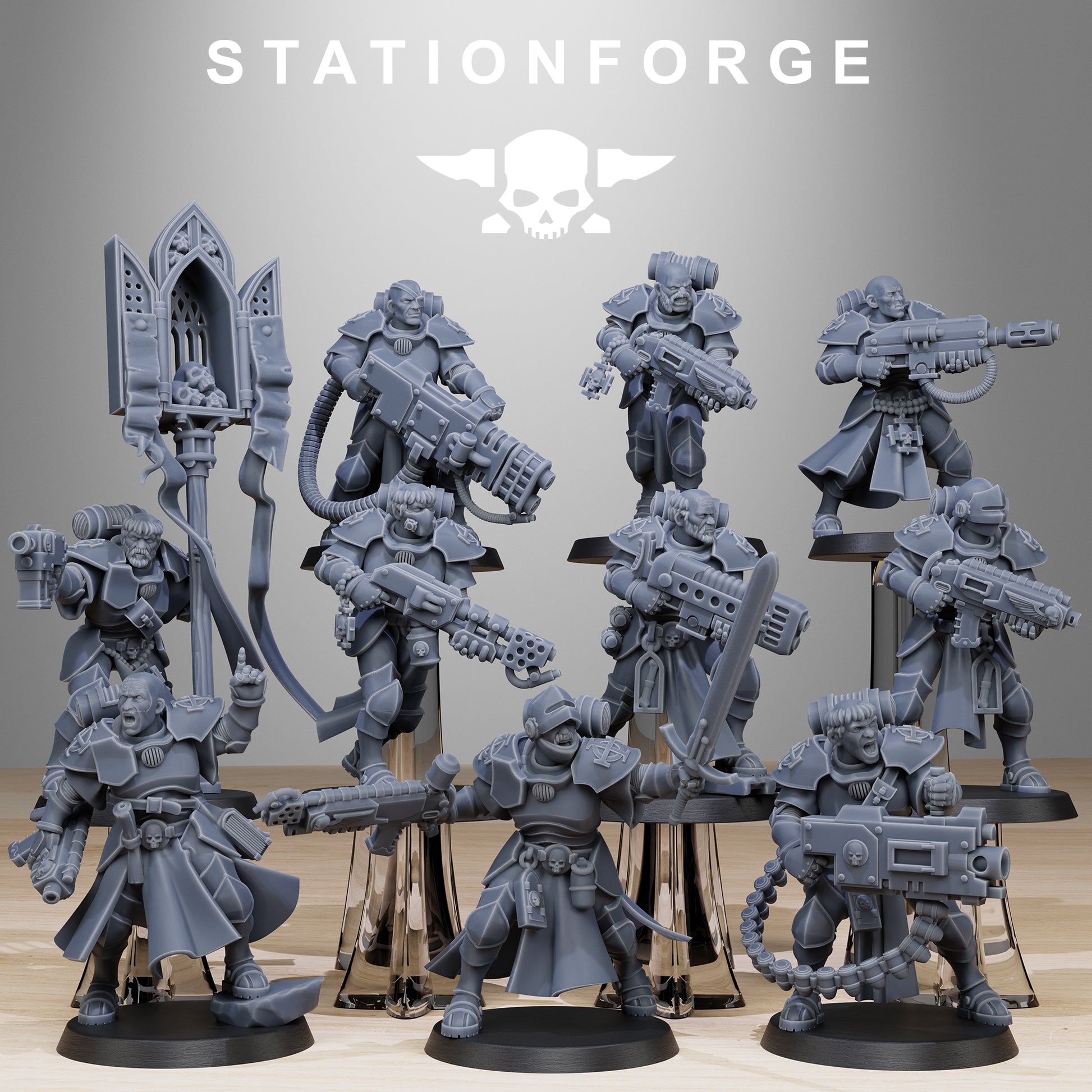 Vodalites Brotherhood, Modular Sci-Fi Miniatures by STATIONFORGE, Grimdark Wargames Proxy