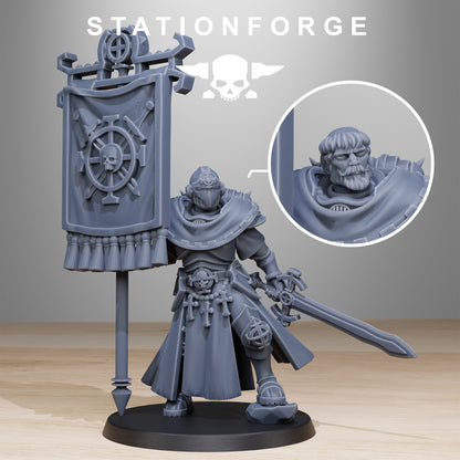 Vodalites Flag Bearer, Modular Sci-Fi Miniatures by STATIONFORGE, Grimdark Wargames Proxy