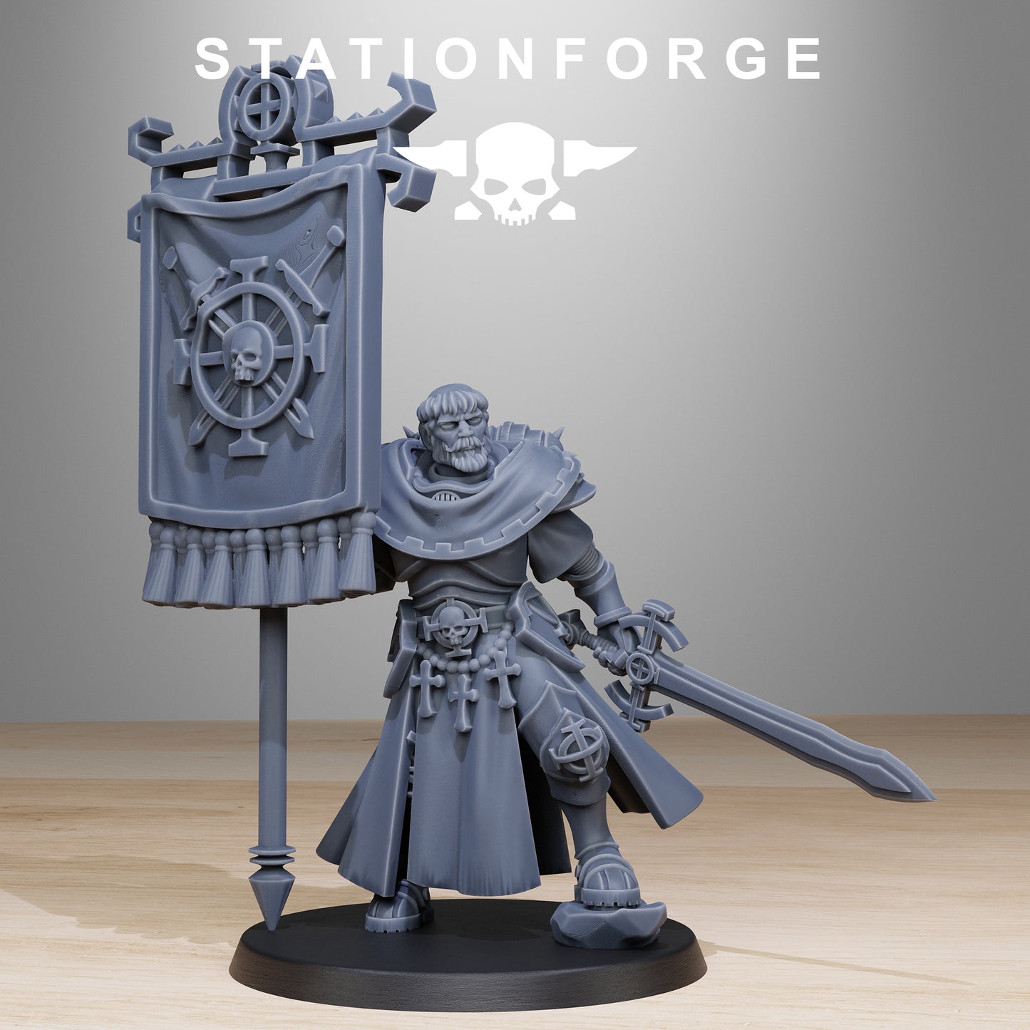 Vodalites Flag Bearer, Modular Sci-Fi Miniatures by STATIONFORGE, Grimdark Wargames Proxy - photo 2
