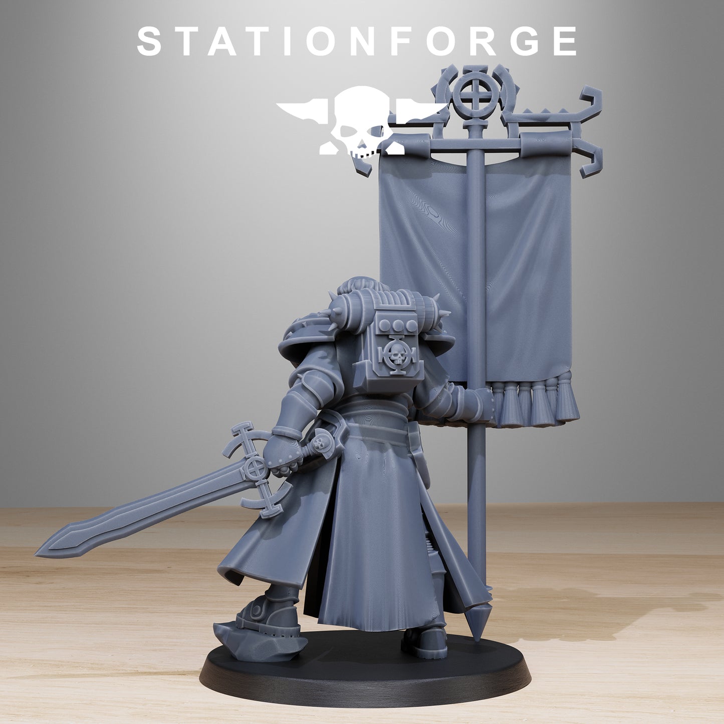 Vodalites Flag Bearer, Modular Sci-Fi Miniatures by STATIONFORGE, Grimdark Wargames Proxy - photo 3