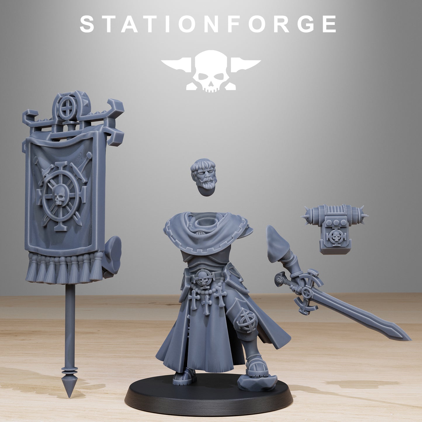 Vodalites Flag Bearer, Modular Sci-Fi Miniatures by STATIONFORGE, Grimdark Wargames Proxy - photo 4
