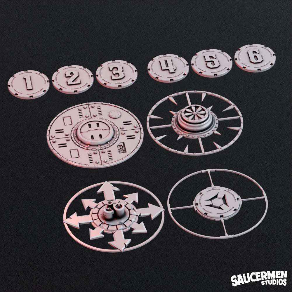 Kill Team Objective Markers – Pack one - Sci-Fi Grimdark Miniatures by Saucermen Studios, Wargame Scale 3D Printed