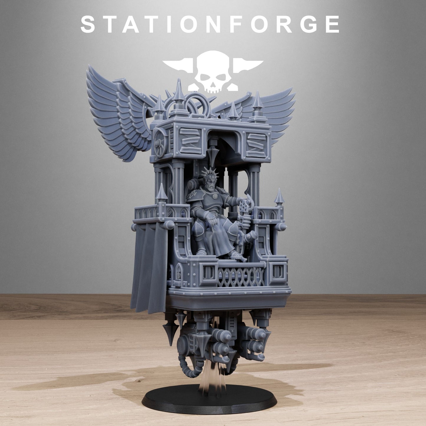 Vodalites Flying Throne, Modular Sci-Fi Miniatures by STATIONFORGE, Grimdark Wargames Proxy