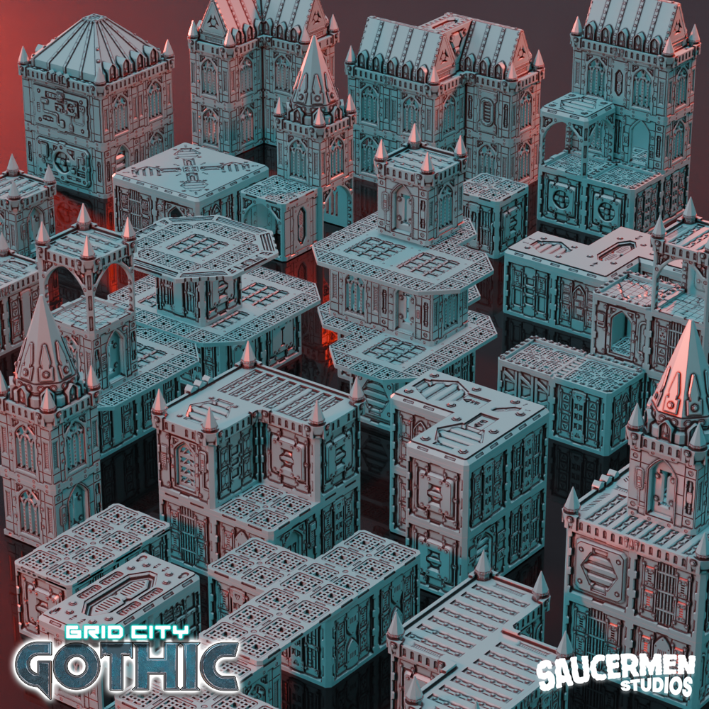 Grid City: Gothic – Core Set - Sci-Fi Grimdark Miniatures by Saucermen Studios, Wargame Scale 3D Printed