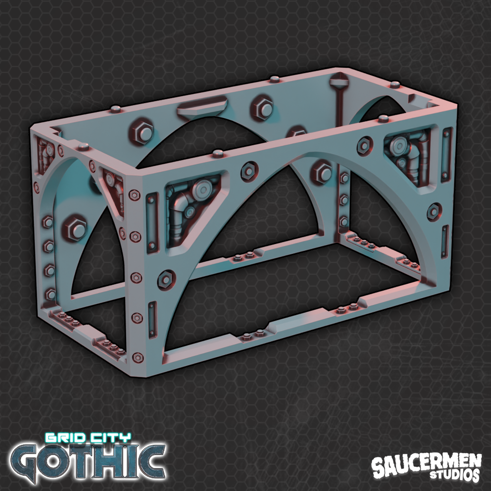 Grid City: Gothic – Double Length Arches - Sci-Fi Grimdark Miniatures by Saucermen Studios, Wargame Scale 3D Printed