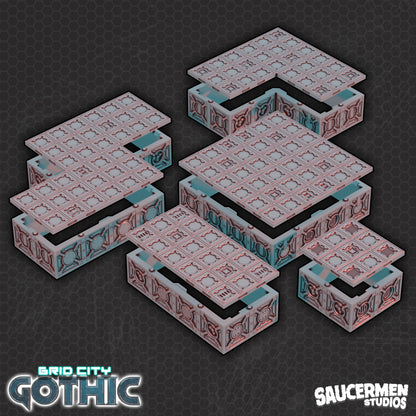 Grid City: Gothic – Half Height Risers - Sci-Fi Grimdark Miniatures by Saucermen Studios, Wargame Scale 3D Printed - photo 2