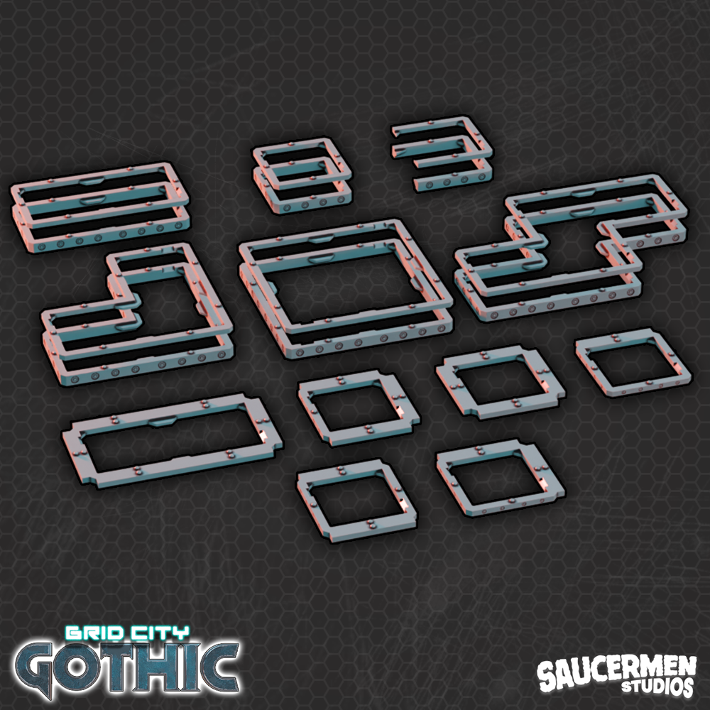Grid City: Gothic – Spacer Rings - Sci-Fi Grimdark Miniatures by Saucermen Studios, Wargame Scale 3D Printed