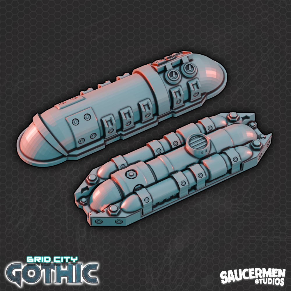 Grid City: Gothic – Pipe Gantries - Sci-Fi Grimdark Miniatures by Saucermen Studios, Wargame Scale 3D Printed