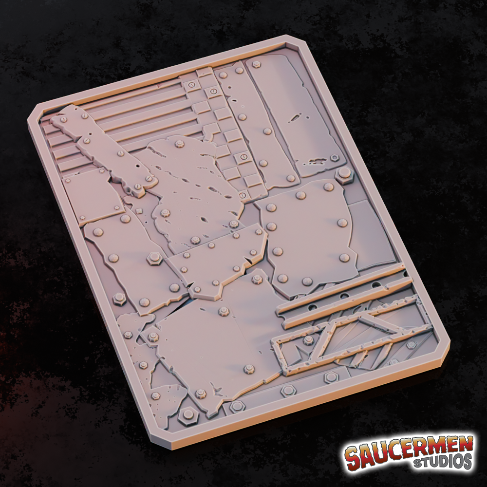 Texture / Practice Palette: Scrap Metal Plates - Sci-Fi Grimdark Miniatures by Saucermen Studios, Wargame Scale 3D Printed