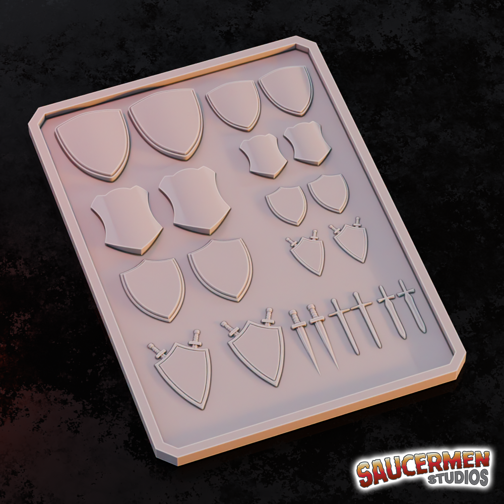 Texture / Practice Palette: Shields & Swords - Sci-Fi Grimdark Miniatures by Saucermen Studios, Wargame Scale 3D Printed