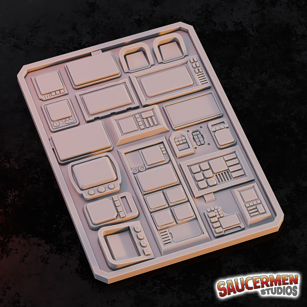 Texture / Practice Palette: TVs & screens - Sci-Fi Grimdark Miniatures by Saucermen Studios, Wargame Scale 3D Printed