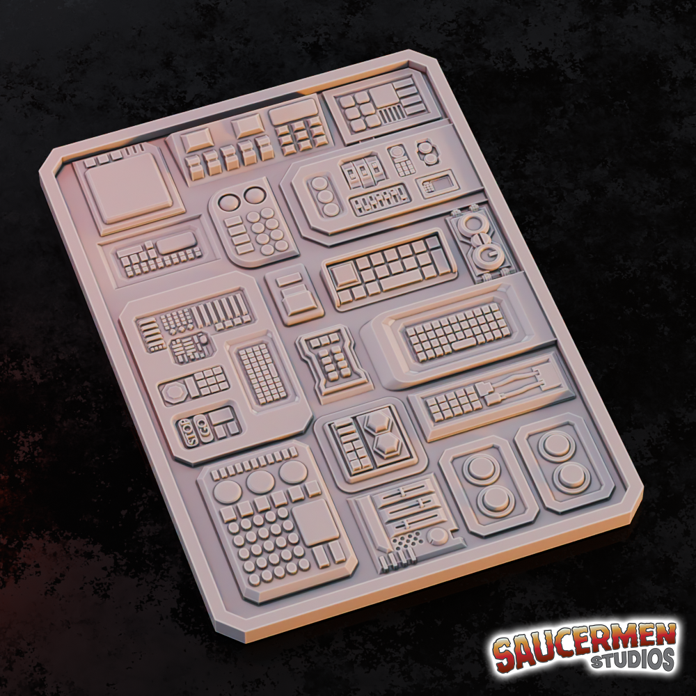 Texture / Practice Palette: Consoles and terminals - Sci-Fi Grimdark Miniatures by Saucermen Studios, Wargame Scale 3D Printed