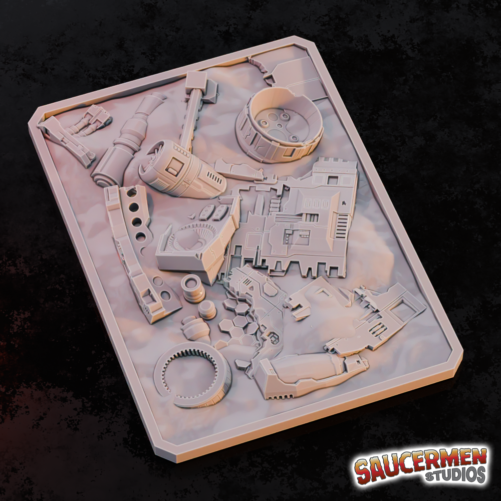 Texture / Practice Palette: Starship Wreckage - Sci-Fi Grimdark Miniatures by Saucermen Studios, Wargame Scale 3D Printed