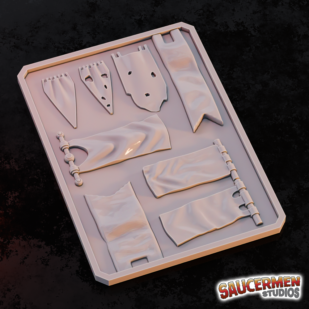 Texture / Practice Palette: Banners & Flags - Sci-Fi Grimdark Miniatures by Saucermen Studios, Wargame Scale 3D Printed