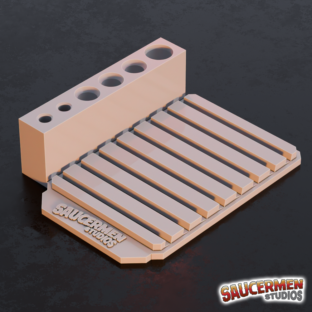 Texture / Practice Palette: Holding Racks with Brush Holders - Sci-Fi Grimdark Miniatures by Saucermen Studios, Wargame Scale 3D Printed - photo 5