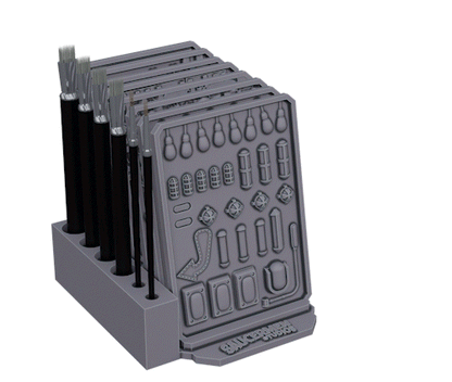 Texture / Practice Palette: Holding Racks with Brush Holders - Sci-Fi Grimdark Miniatures by Saucermen Studios, Wargame Scale 3D Printed - photo 7