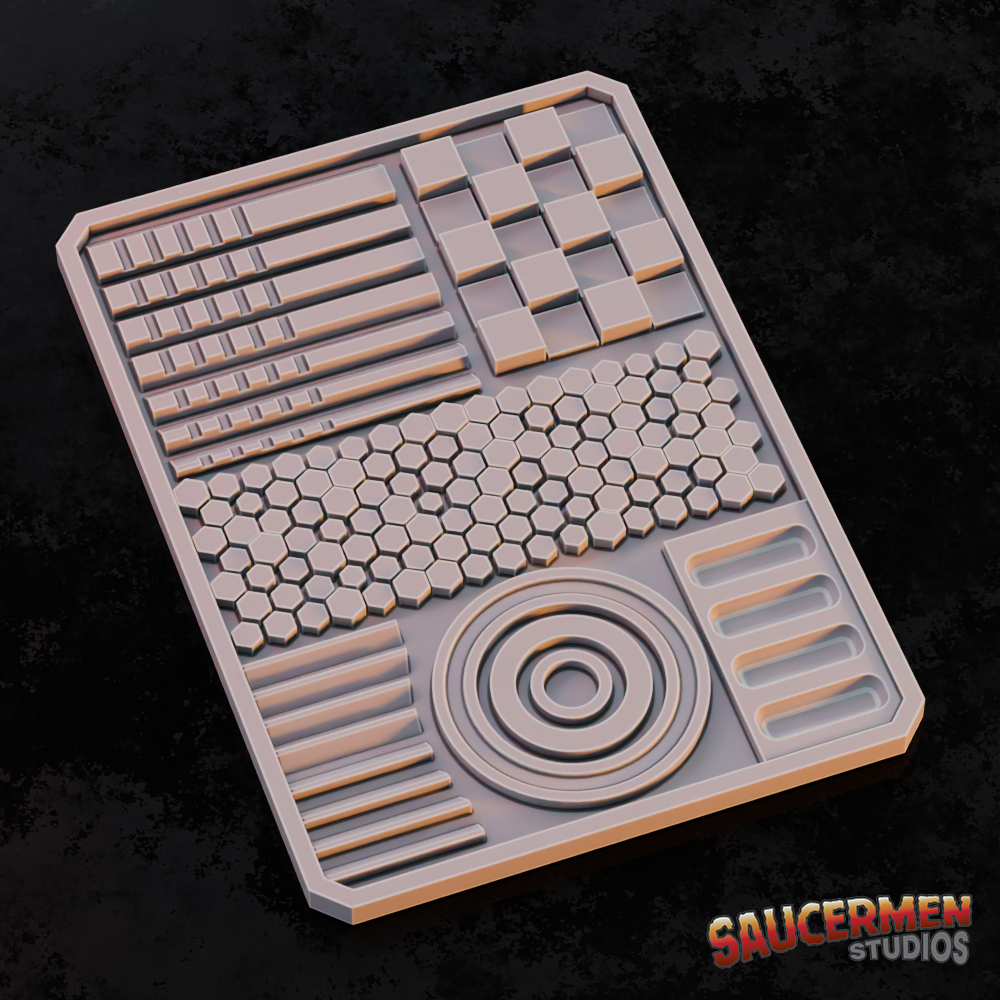 Texture / Practice Palette: Shapes & Ridges - Sci-Fi Grimdark Miniatures by Saucermen Studios, Wargame Scale 3D Printed