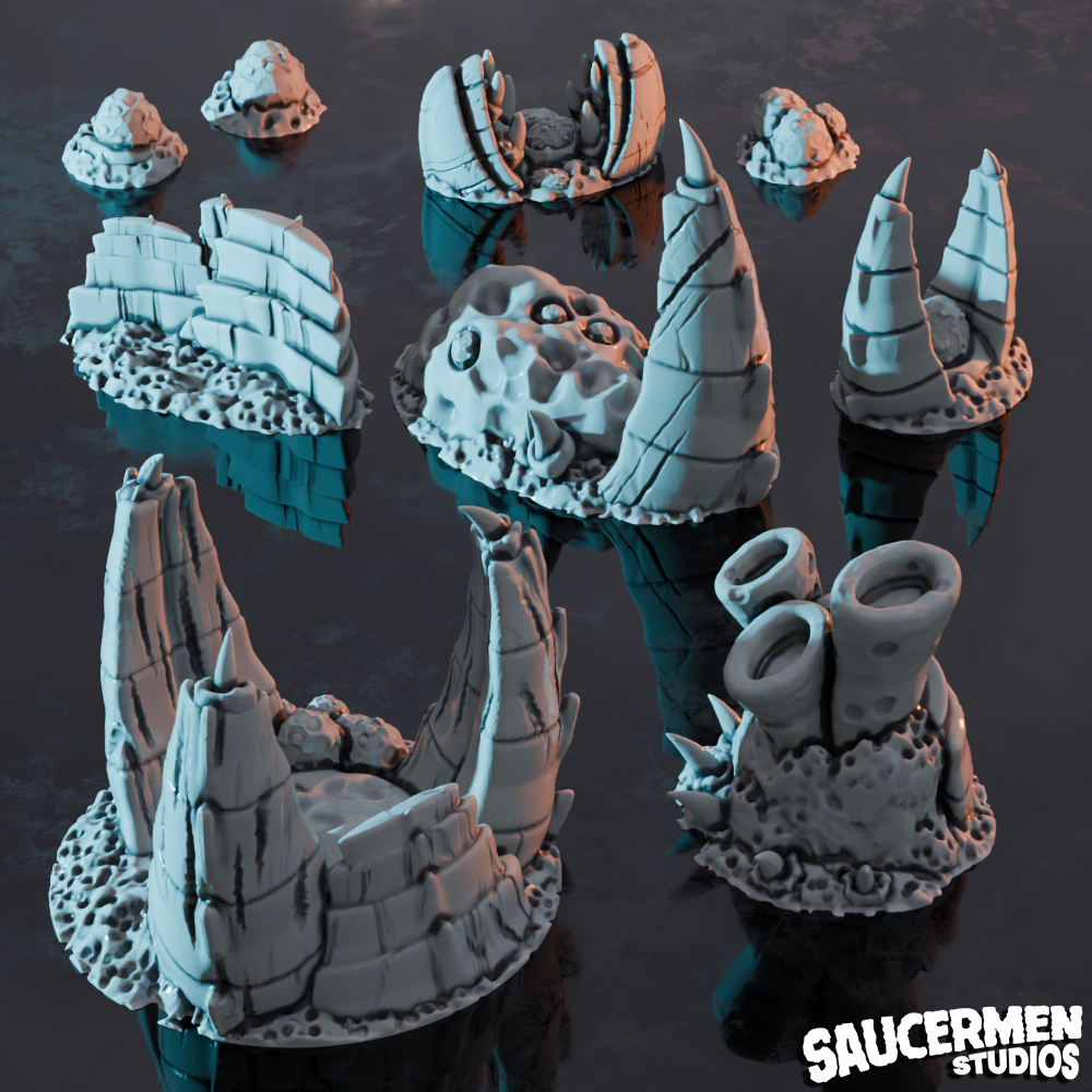 Insectoid Bioworld: Hive Clusters Scatter - Sci-Fi Grimdark Miniatures by Saucermen Studios, Wargame Scale 3D Printed