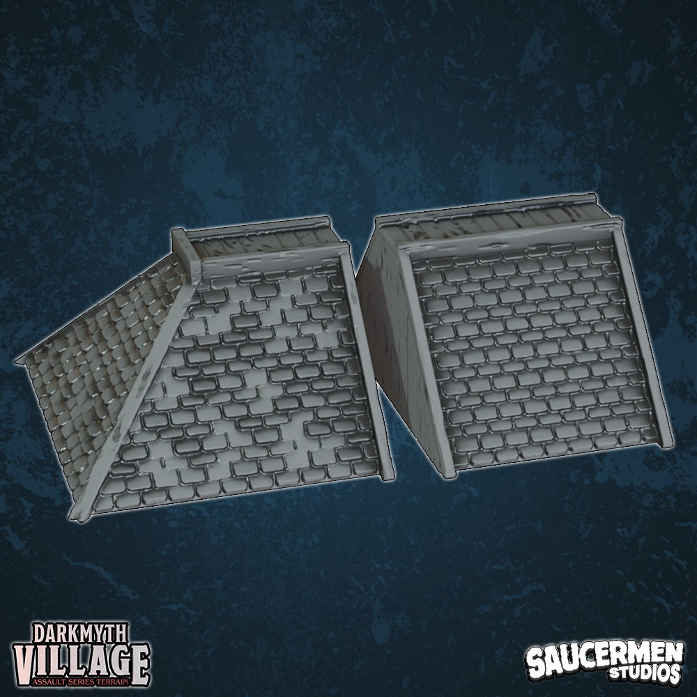DarkMyth Village - Rooftops: Tiled Extendable - Sci-Fi Grimdark Miniatures by Saucermen Studios, Wargame Scale 3D Printed