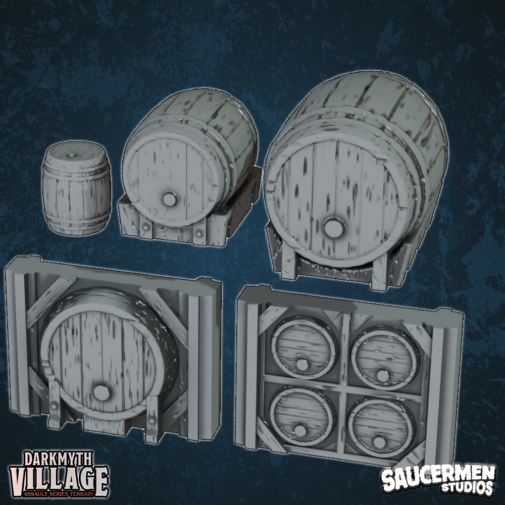 DarkMyth Village - Wine Cellars - Sci-Fi Grimdark Miniatures by Saucermen Studios, Wargame Scale 3D Printed