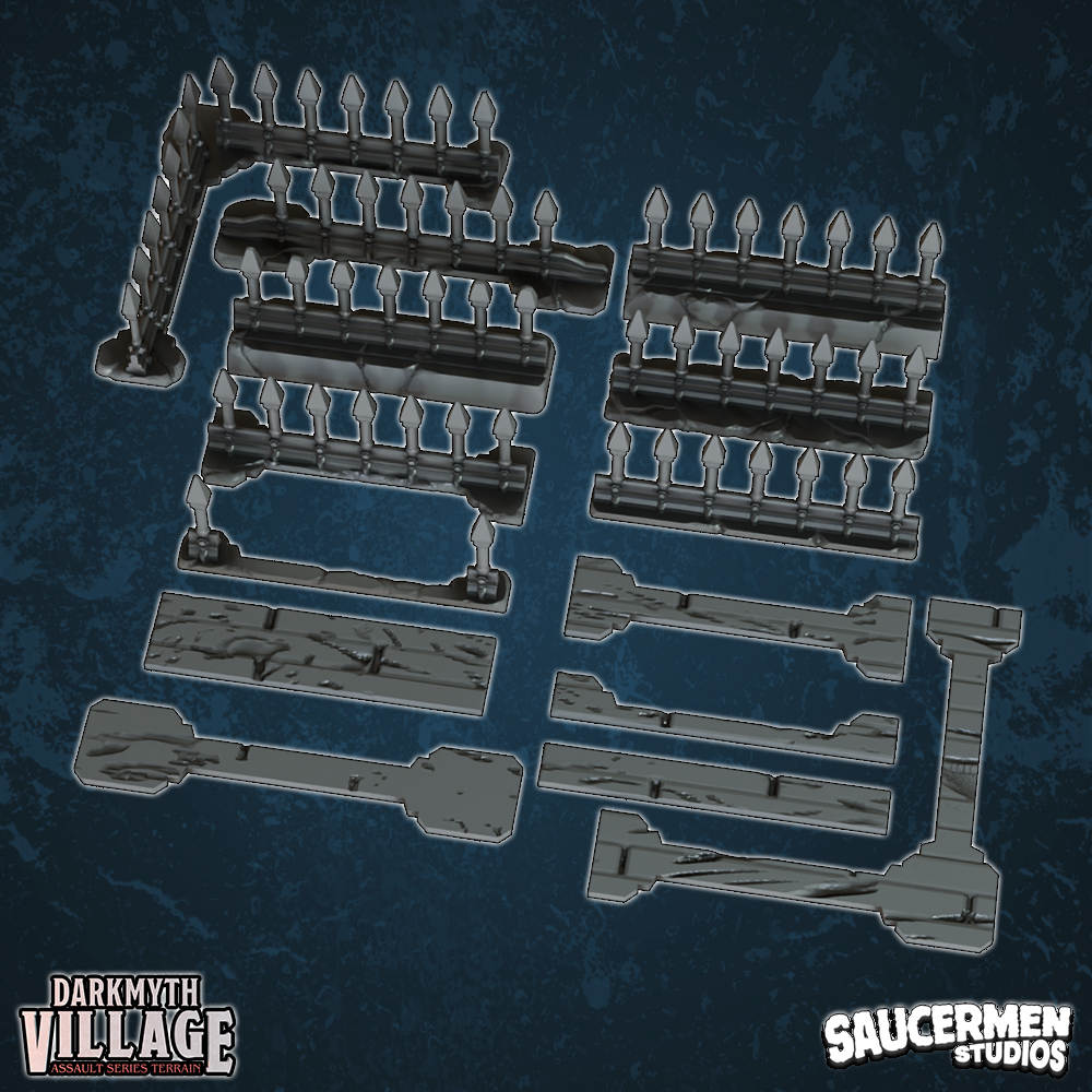 DarkMyth Village - Crossbeams - Sci-Fi Grimdark Miniatures by Saucermen Studios, Wargame Scale 3D Printed