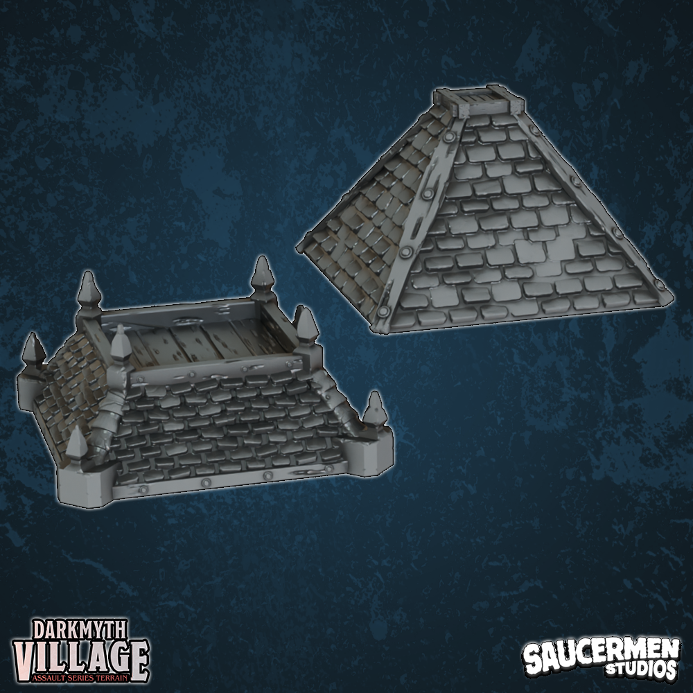 DarkMyth Village - Rooftops: Individual Tiled - Sci-Fi Grimdark Miniatures by Saucermen Studios, Wargame Scale 3D Printed