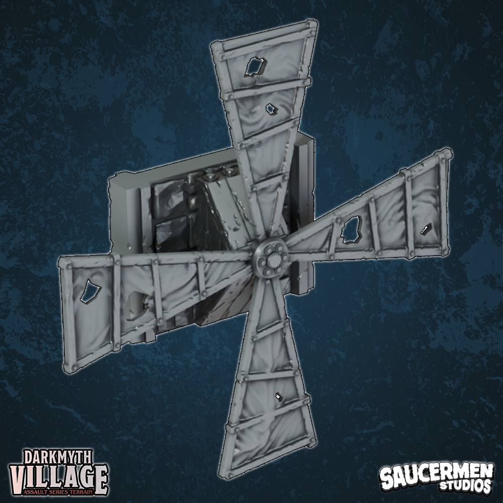 DarkMyth Village - Windmill Upgrade (Integrate your FX) - Sci-Fi Grimdark Miniatures by Saucermen Studios, Wargame Scale 3D Printed