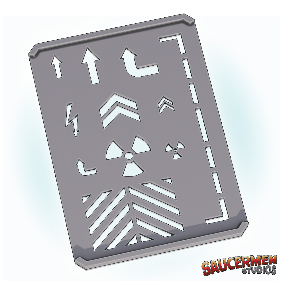 Stencil Palette: Industrial Shapes - Sci-Fi Grimdark Miniatures by Saucermen Studios, Wargame Scale 3D Printed
