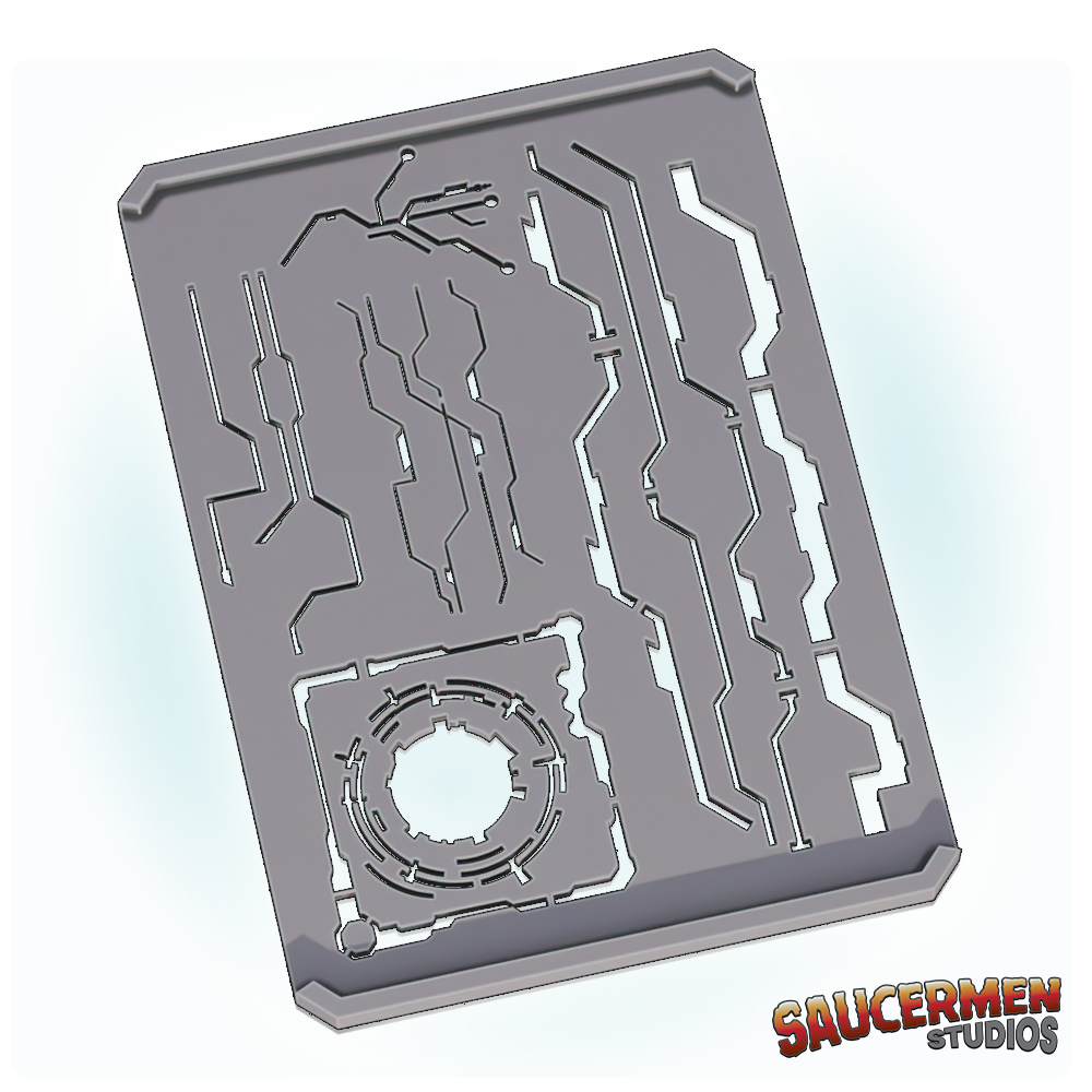 Stencil Palette: Sci-Fi Circuits 2 - Sci-Fi Grimdark Miniatures by Saucermen Studios, Wargame Scale 3D Printed