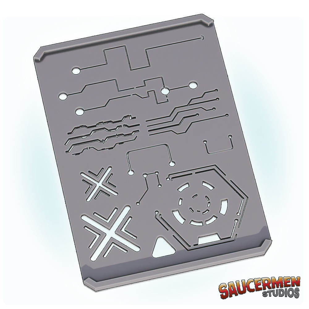 Stencil Palette: Sci-Fi Circuits 1 - Sci-Fi Grimdark Miniatures by Saucermen Studios, Wargame Scale 3D Printed