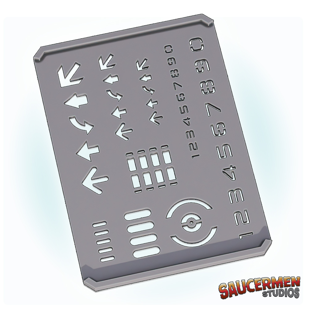 Stencil Palette: Arrows & Numbers - Sci-Fi Grimdark Miniatures by Saucermen Studios, Wargame Scale 3D Printed
