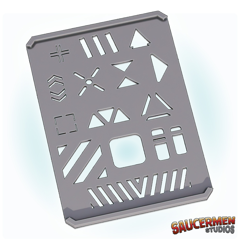 Stencil Palette: Starship Markings - Sci-Fi Grimdark Miniatures by Saucermen Studios, Wargame Scale 3D Printed