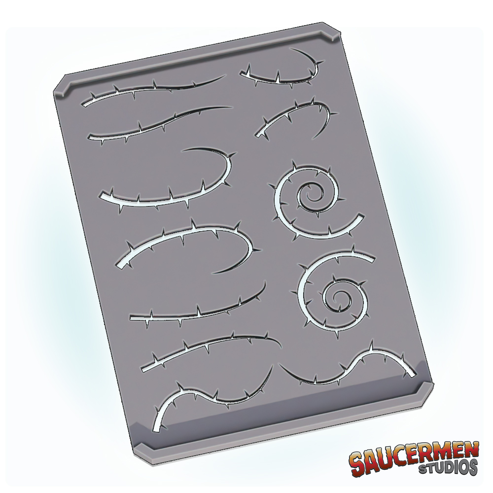 Stencil Palette: Thorns & Vines - Sci-Fi Grimdark Miniatures by Saucermen Studios, Wargame Scale 3D Printed