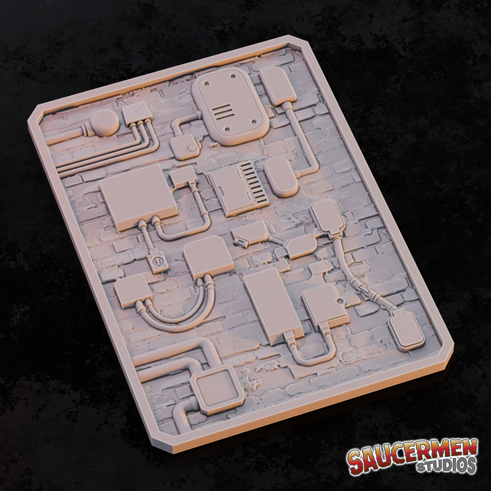 Texture & Practice Palette: Electrical Boxes - Sci-Fi Grimdark Miniatures by Saucermen Studios, Wargame Scale 3D Printed