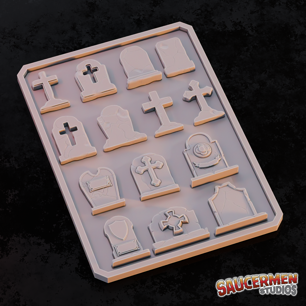 Texture & Practice Palette: Graveyard - Sci-Fi Grimdark Miniatures by Saucermen Studios, Wargame Scale 3D Printed