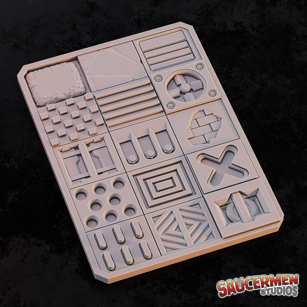 Texture & Practice Palette: Mixed Patterns 1 - Sci-Fi Grimdark Miniatures by Saucermen Studios, Wargame Scale 3D Printed