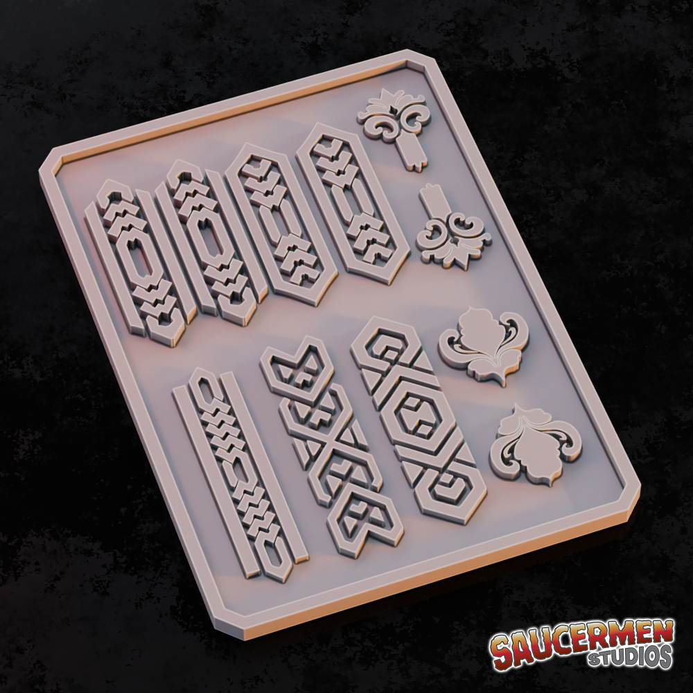 Texture & Practice Palette: Decorative Surfaces 1 - Sci-Fi Grimdark Miniatures by Saucermen Studios, Wargame Scale 3D Printed