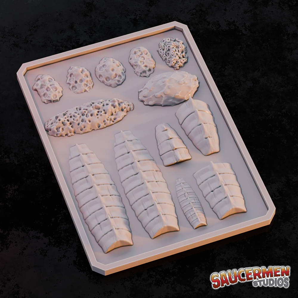 Texture & Practice Palette: Alien Flesh & Carapace - Sci-Fi Grimdark Miniatures by Saucermen Studios, Wargame Scale 3D Printed