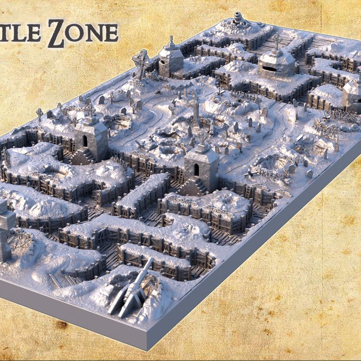 Trench Battle Zone - Tabletop Terrain - Tabletop 3D Printed Terrain by MiniatureLand, Perfect for Wargaming and RPGs