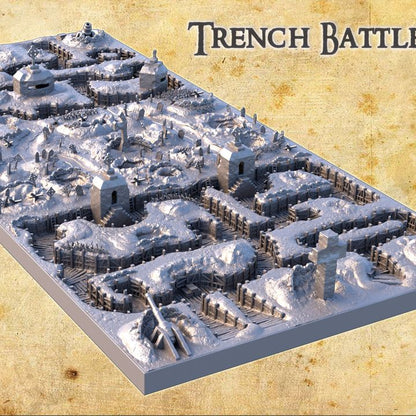 Trench Battle Zone - Tabletop Terrain - Tabletop 3D Printed Terrain by MiniatureLand, Perfect for Wargaming and RPGs