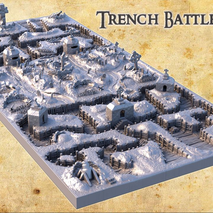 Trench Battle Zone - Tabletop Terrain - Tabletop 3D Printed Terrain by MiniatureLand, Perfect for Wargaming and RPGs