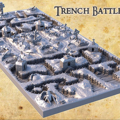 Trench Battle Zone - Tabletop Terrain - Tabletop 3D Printed Terrain by MiniatureLand, Perfect for Wargaming and RPGs