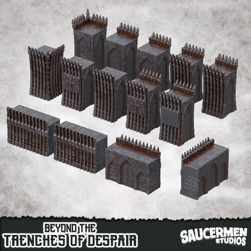 Beyond the Trenches of Despair: Great Wall - Sci-Fi Grimdark Miniatures by Saucermen Studios, Wargame Scale 3D Printed