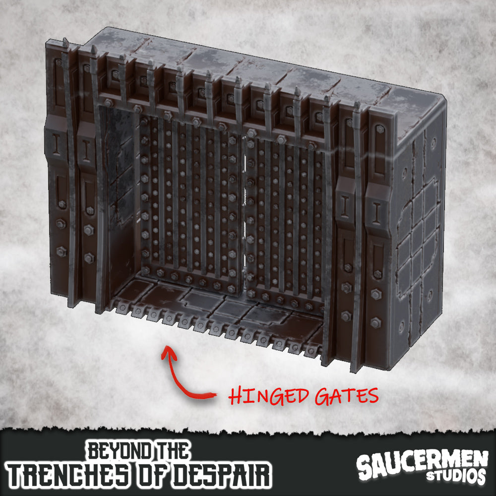 Beyond the Trenches of Despair: Great Wall - Gates - Sci-Fi Grimdark Miniatures by Saucermen Studios, Wargame Scale 3D Printed