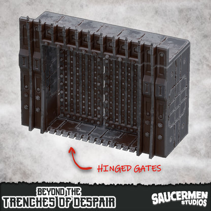 Beyond the Trenches of Despair: Great Wall - Gates - Sci-Fi Grimdark Miniatures by Saucermen Studios, Wargame Scale 3D Printed