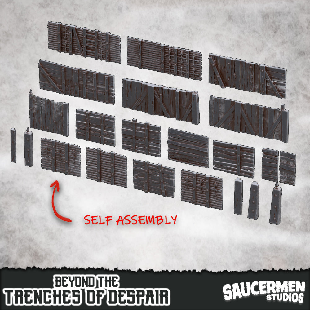 Beyond the Trenches of Despair: Trench Walls (Self-Assembly) - Sci-Fi Grimdark Miniatures by Saucermen Studios, Wargame Scale 3D Printed