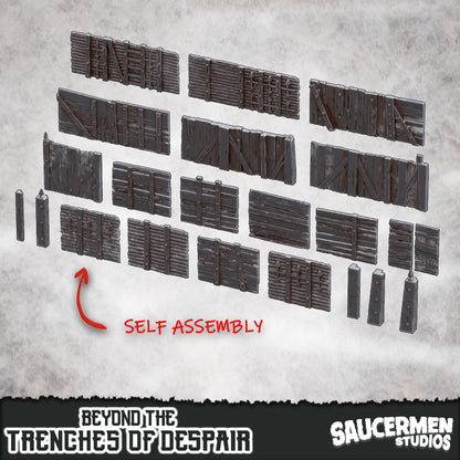Beyond the Trenches of Despair: Trench Walls (Self-Assembly) - Sci-Fi Grimdark Miniatures by Saucermen Studios, Wargame Scale 3D Printed